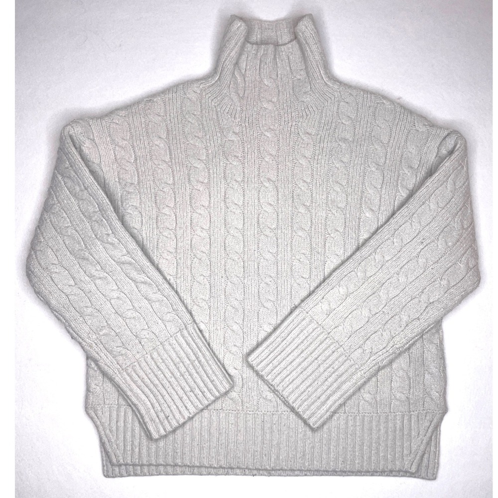 Abercrombie & Fitch Women Sweater Cable Knit Mock Neck XS White